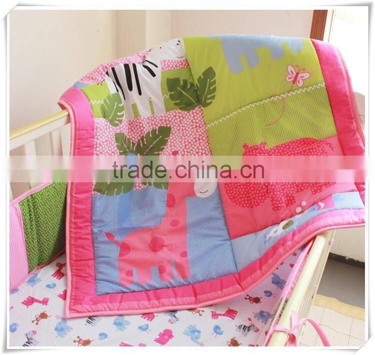 pink animals baby fitted bed skirt from professional manufacturer