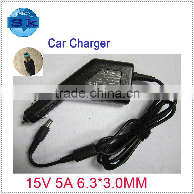Wholesale 15V 5A Car Charger With 6.3mm 3.0mm Tip For Toshiba