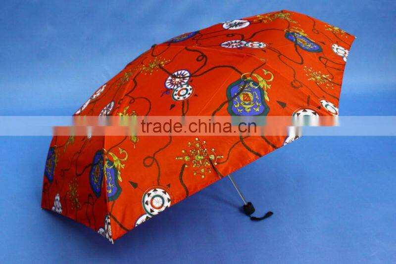 Hot Sale19" X 6ribs red color 3-section mini umbrella