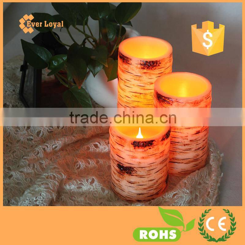 Set of 3 Resin Flameless Battery Operated LED Candles Remote Control With Warm Amber and Color Changing Modes