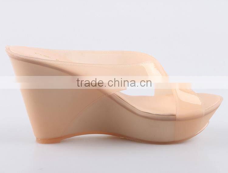 2016 Manufacturers newest design crystal straps jelly sandals wedge shoes FW16 pvc ladies shoes