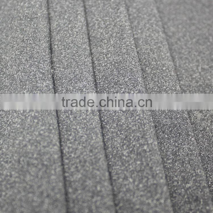 Weft knitted grey melange color fabric polyester nylon blend fabric for making shirts