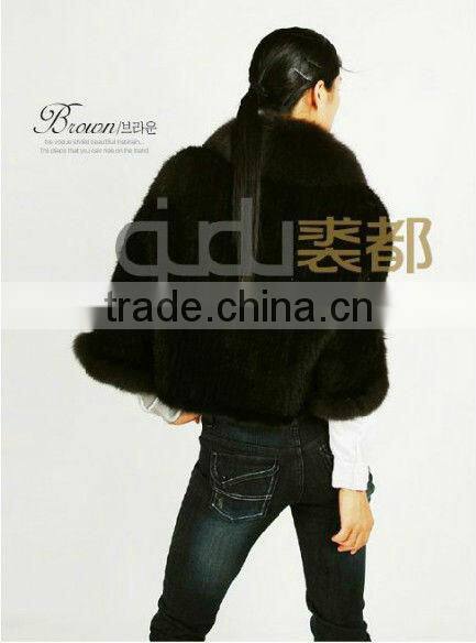 Camel9039 Mink Fur Shawl Wholesale/Retail Wrap Mink Fur Shawl with Fox Trim