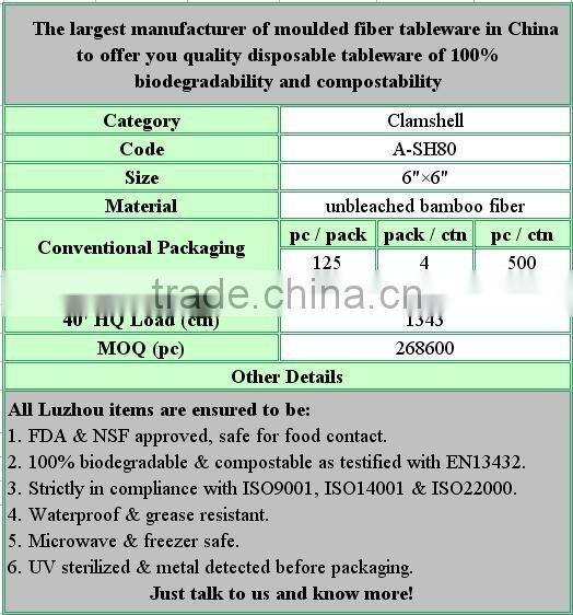 Molded bamboo pulp lunch box