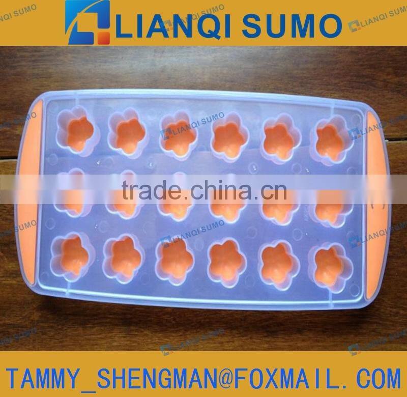 LFGB/FDA Food Grade plastic ice cube tray mould with double color heart shape