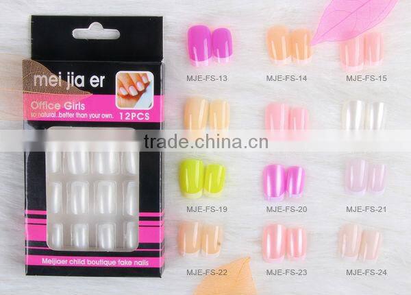Pink flower half french half floral fingernail false designed nail tips