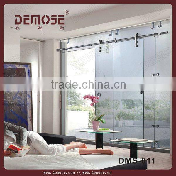 decorative glass partition for bedroom / double panel sliding glass door