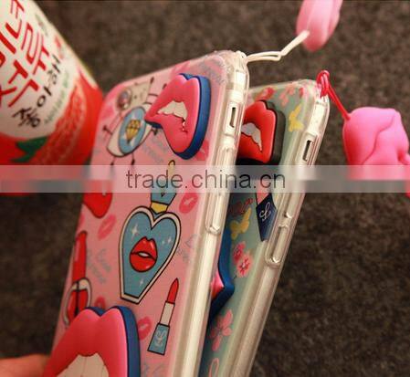 3D Soft Mouth Lip Fahion Printing Case for Iphone 6 Hot selling 2015