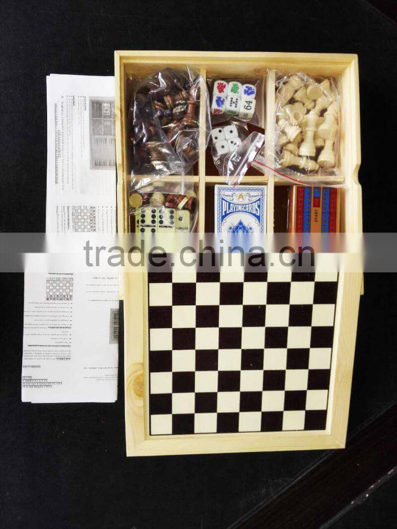 7 in 1 wooden game set wholesale multi chess set