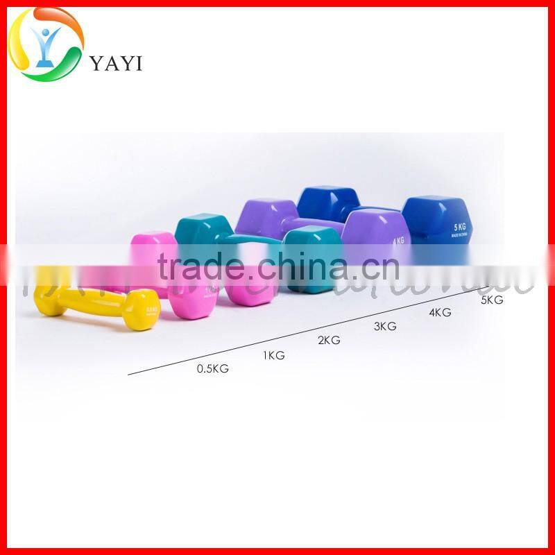 Gym Fitness Equipment Free Weight Vinyl Coated Hex Dumbbell
