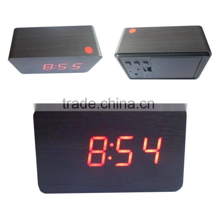 Multi-function digital wooden table clock