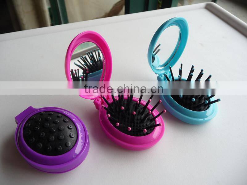 Plastic foldable oval shape makeup plastic hair comb