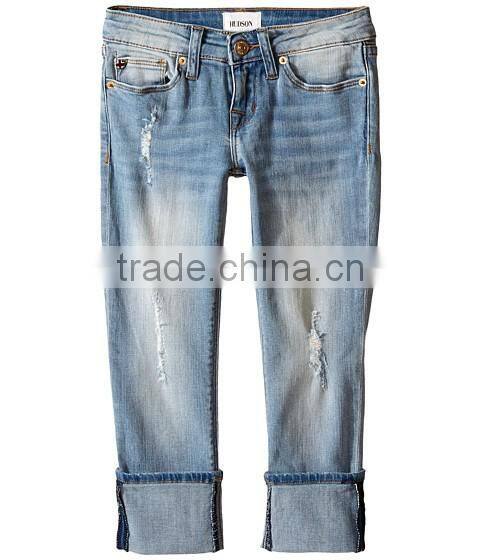 Blasted Blue Crop Jeans China Wholesale Clean Apparel For Kid