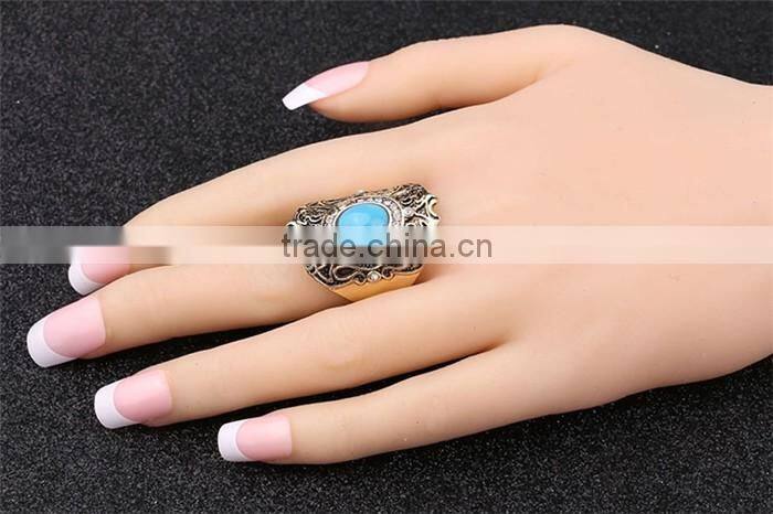 Best selling 1 dollar product gold plated zinc alloy resin single stone finger ring