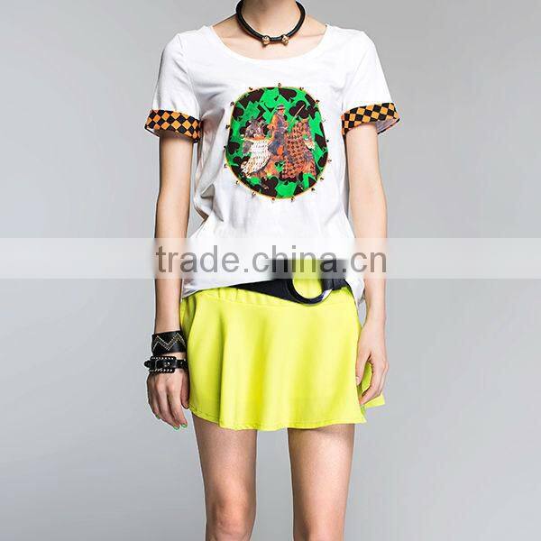 Fashion girl t shirt with cool pattern(YCT-A0029)