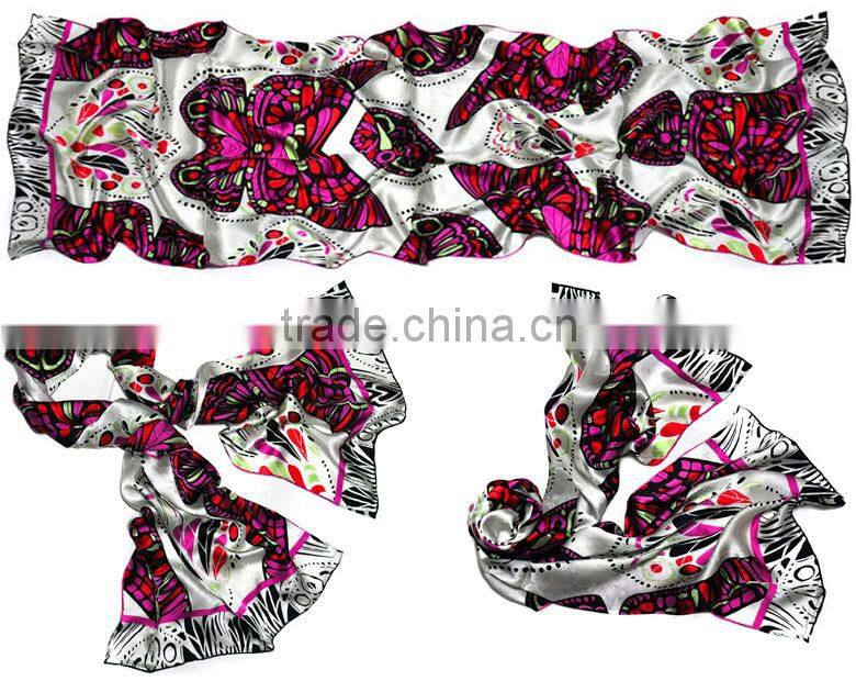 Top Fashion High Quality Pure Silk Ptinted Scarf Customized Scarves Shawl Wraps