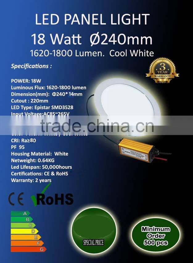 2015 shenzhen 30*30cm 18W Round LED Panel Light offer sample