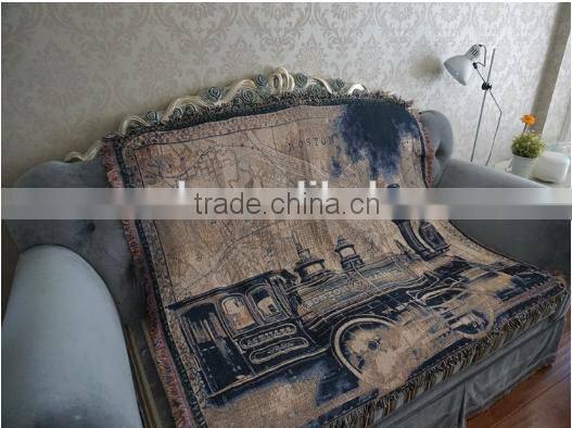 Woven throw and blanket, jacquard weaving, yarn dyed, custom design