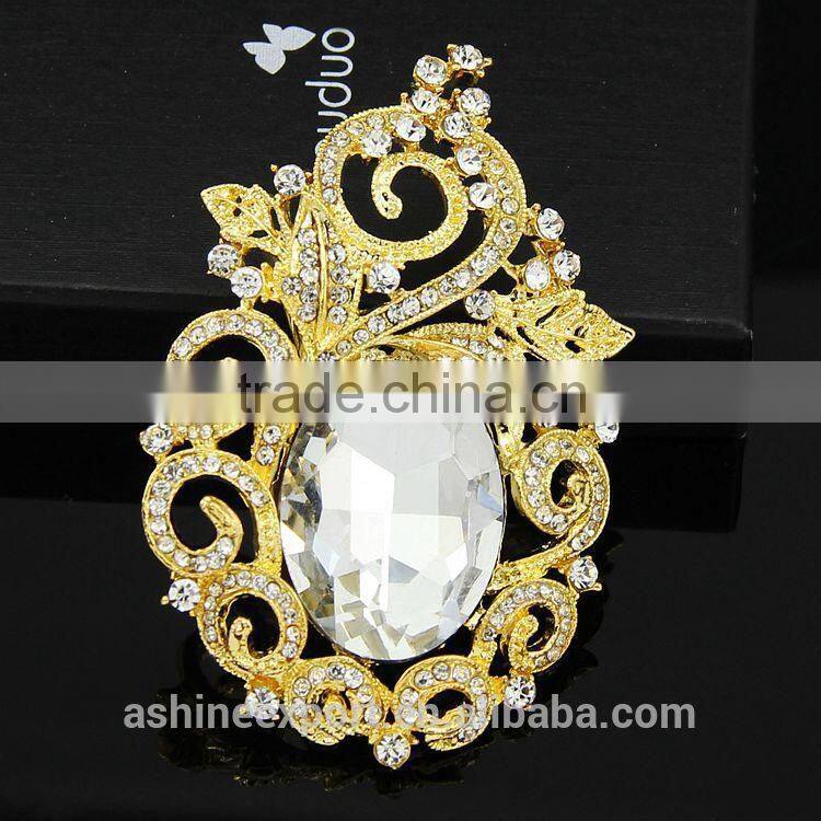 Retro elegant bulk crystal rhinestone brooch/handmade crystal rhinestone brooch