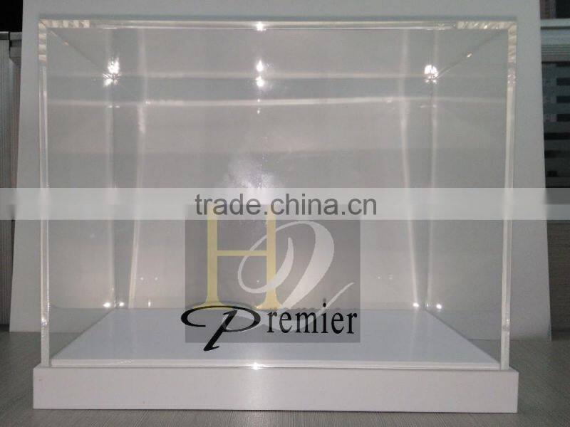 Best selling plexiglass acrylic rectangle display gift box with bottom base