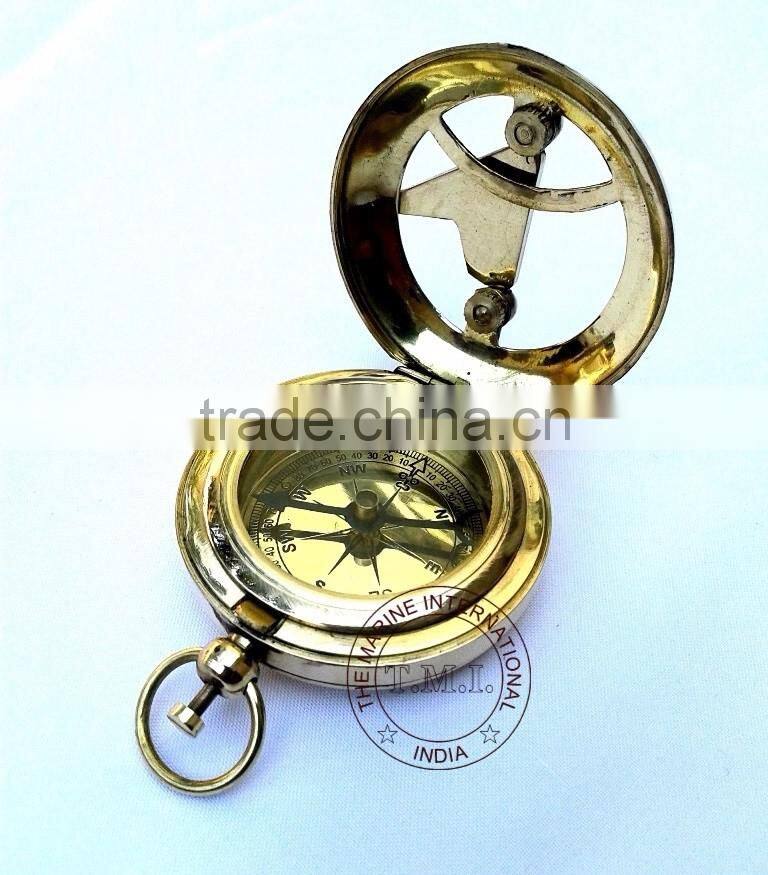 BRASS SUNDIAL COMPASS - NAUTICAL SUNDIAL COMPASS - DALVEY STYLE SUNDIAL COMPASS