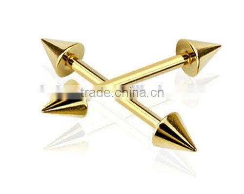 Gold Plated Spike Nipple Barbell Rings Nipple ConesBody Jewelry
