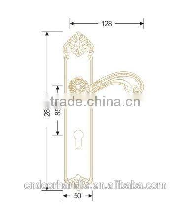 China Brass door handles 250-270mm long plate with 8545 lock body and brass cylinder