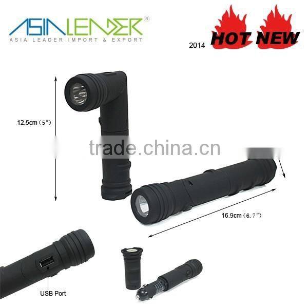 Best selling car accessories adjustable flashlight with phone charge car charger