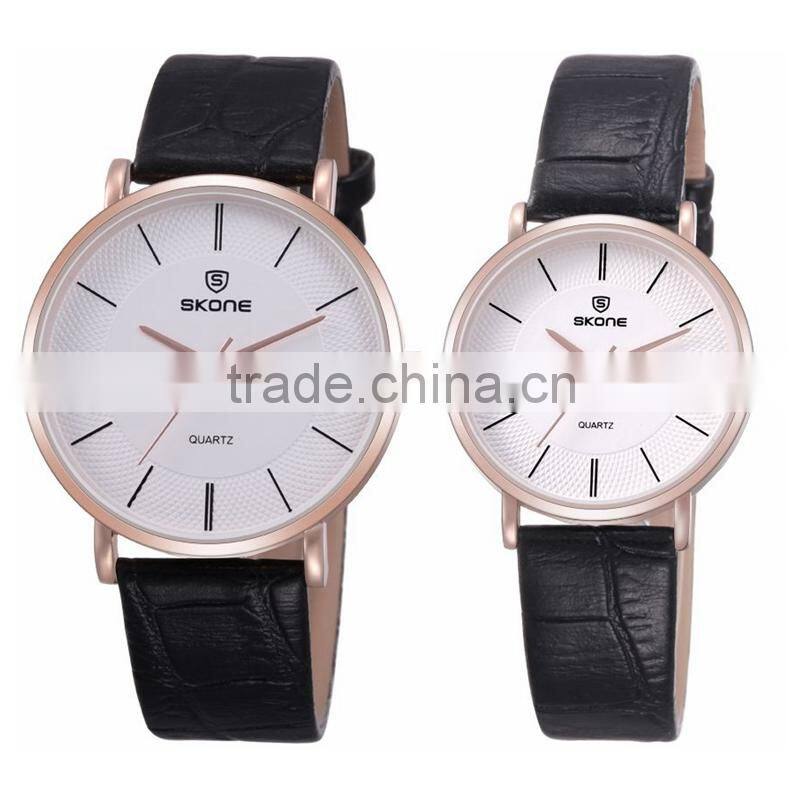 2016 hot selling date calendar leather watch pair quartz couple watch set