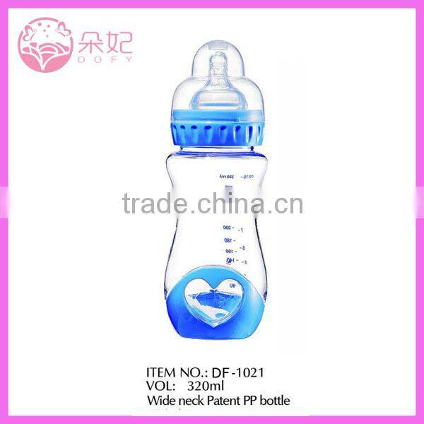 3 compartments pp with en71 material test baby feeding water bottle with patent heart shaped base