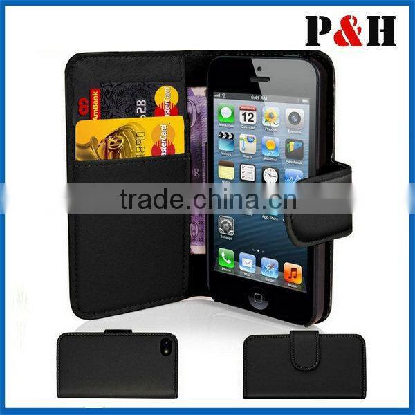 New mobile phone case design Flip Wallet leather case for iphone 5 leather case