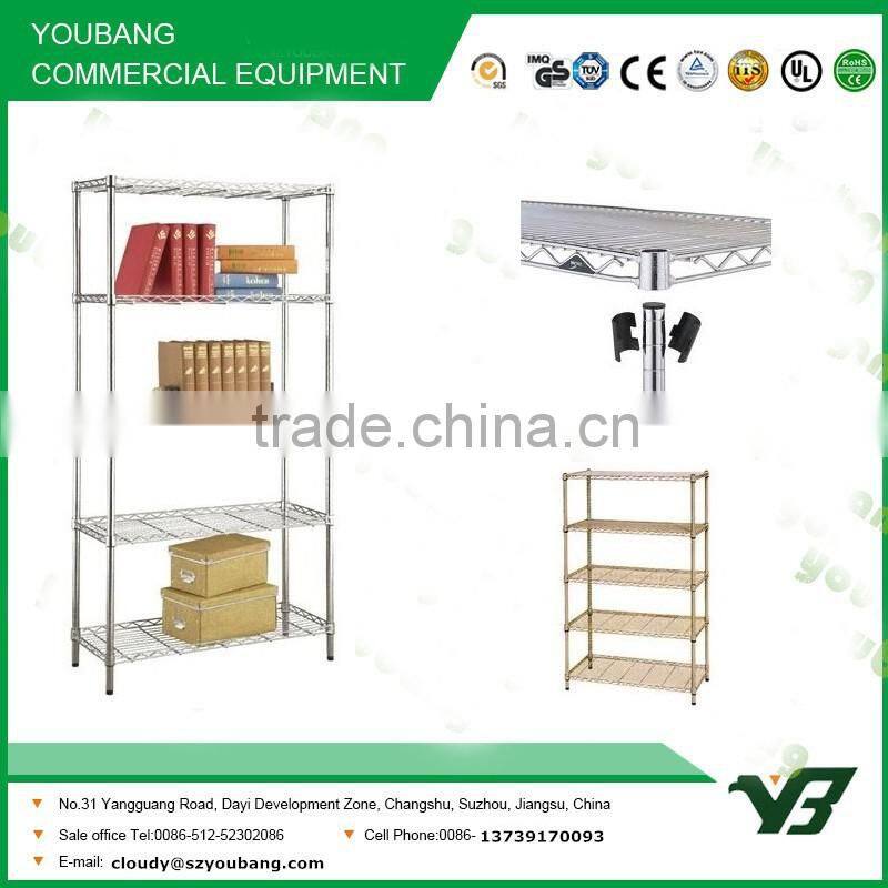 2015 hot sell NSF 50KGS 30x14 inch 3 layer silver powder light duty home use metal storage shelf with wheels (YB-WS028)