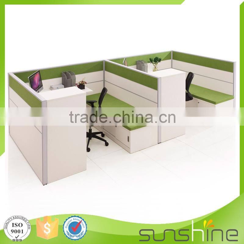 HT-PW03 Iron Gray Color 30MM Thickness Aluminium Partition Computer Desks With Locking Drawers And Bookshelf