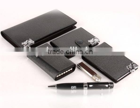 Luxury leather men wallet christmas new year corporate business gift set