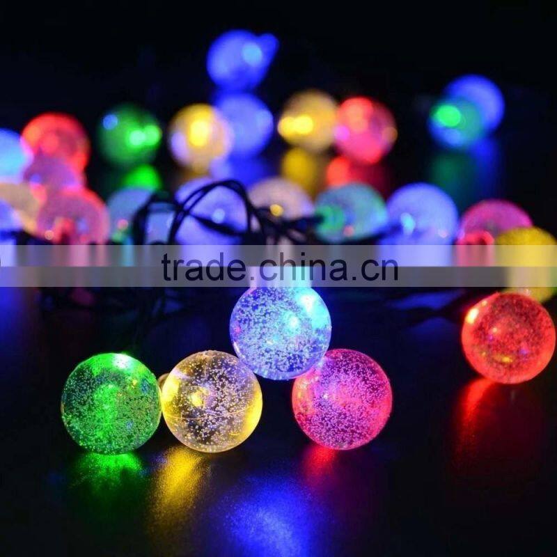 Solar Outdoor String Lights 19.7 ft 30 LED Warm White Crystal Ball Christmas Globe Lights for Garden Path, Party, Decoration