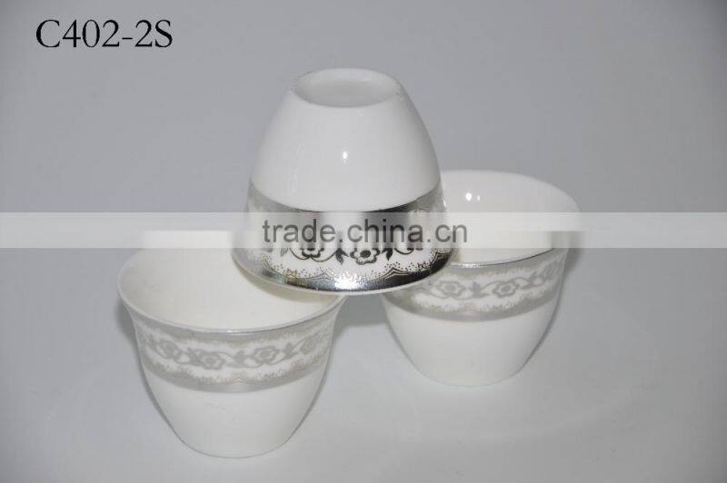 2016 New decorative design white ceramics golden coffee cup set