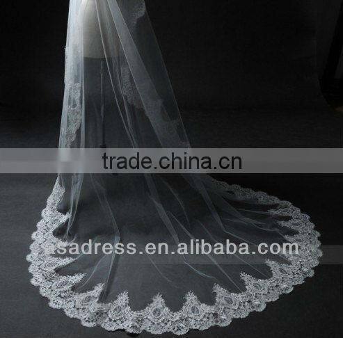 Long Cathedral Lace Edge Bridal Veil Wedding Accessary(AC-1079)