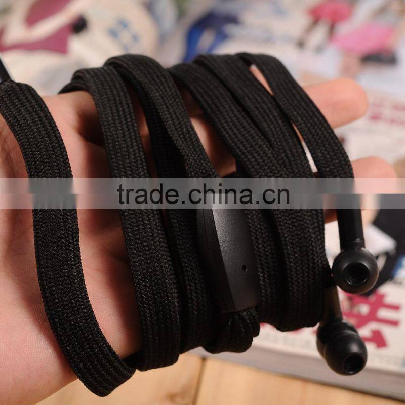 Deep bass metal cheap colorful waterproof shoelace earphone