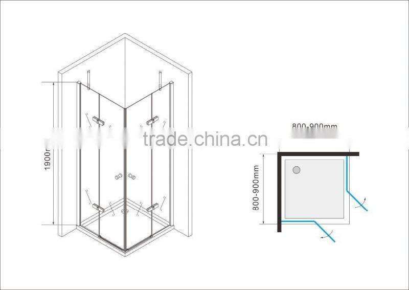 Aquare shape brass hinge shower enclosure EX-407