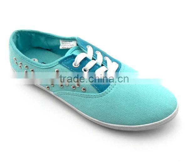 canvas woman and man shoes with studs