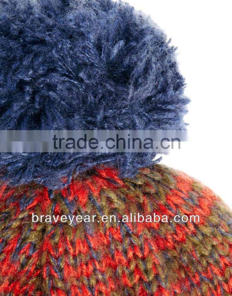 high quality knitted beanie hat with pom pom for men