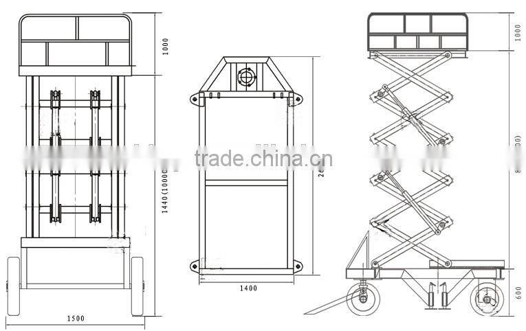 300kg mobile mechanical hydraulic scissor lift table