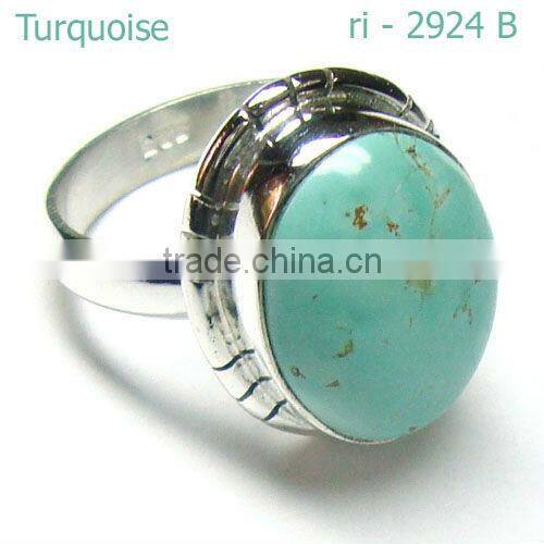 .925 Sterling Silver Tibetan Turquoise Finger Ring