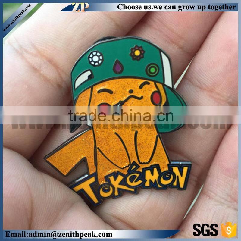 custom cheap metal badge with 3D young baseball player image with butterfly clasp