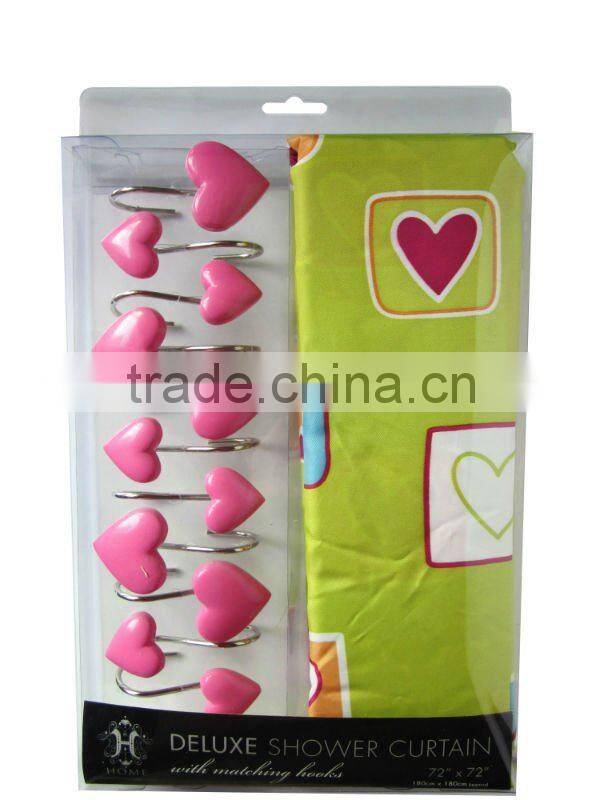 heart partten design peva shower curtain