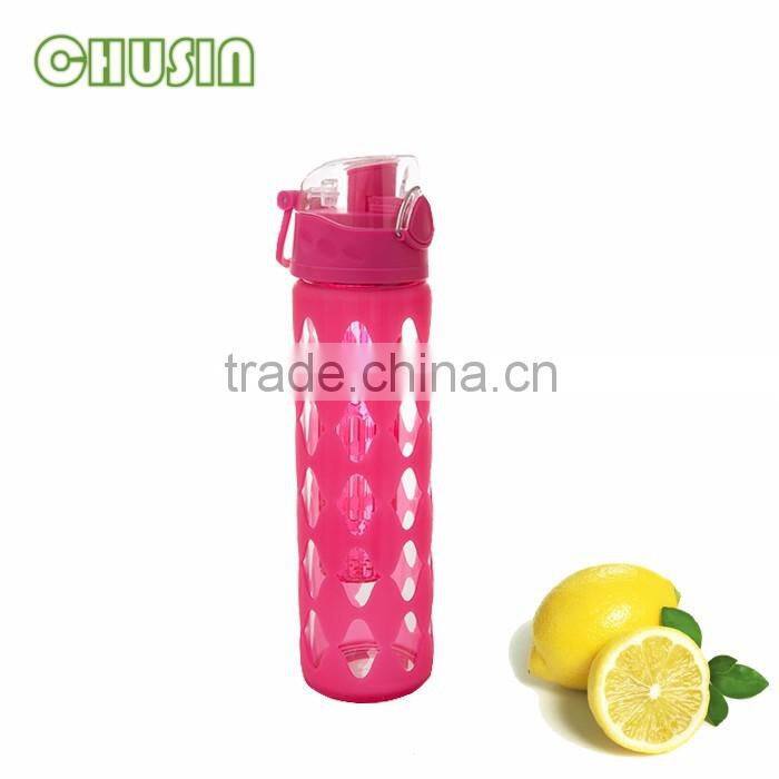 2016 new glasss infuser water bottle drink bottle fruit bottle hot selling