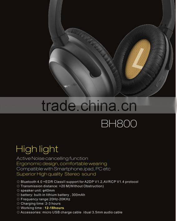 Wireless active noise cancelling Bluetooth headphones overhead Shenzhen Factory wholesale