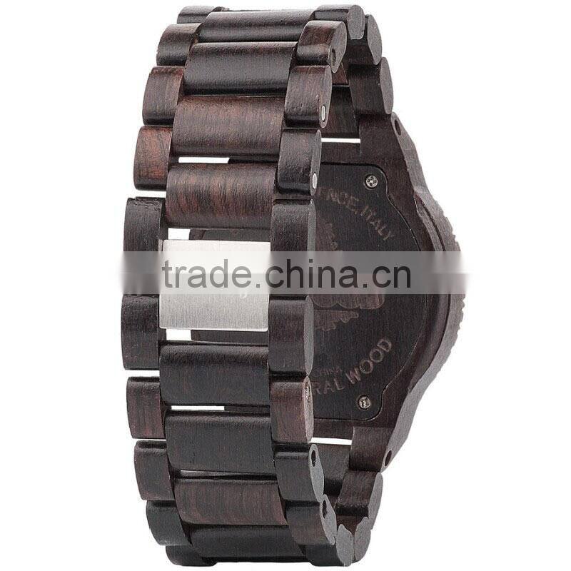 2015 Man Wooden Watch Ebony case even strap / Japan calendar movement