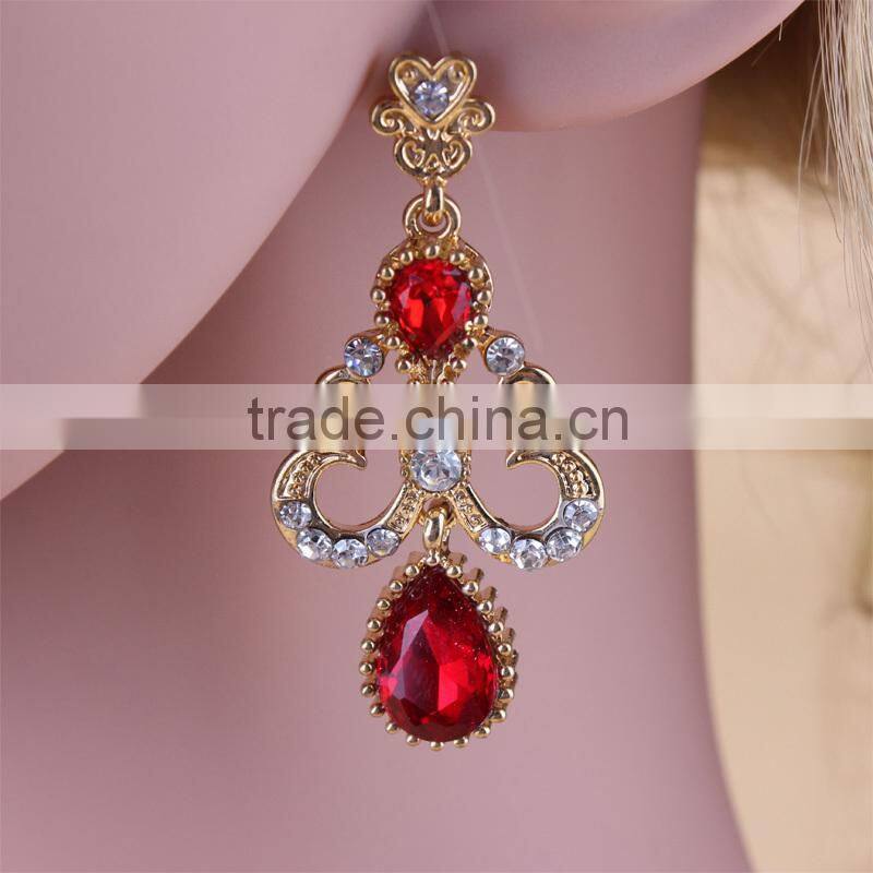 2015 hot sale Red Crystal alloy Earrings