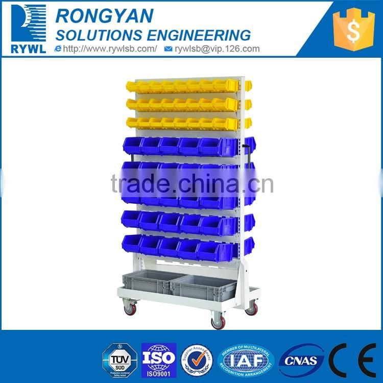 double side bins cart trolley/small parts storage racks